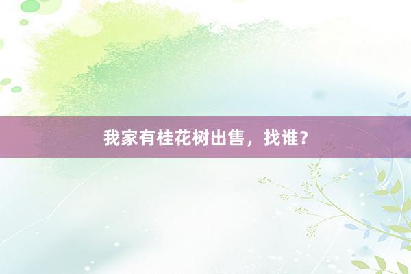 我家有桂花树出售，找谁？
